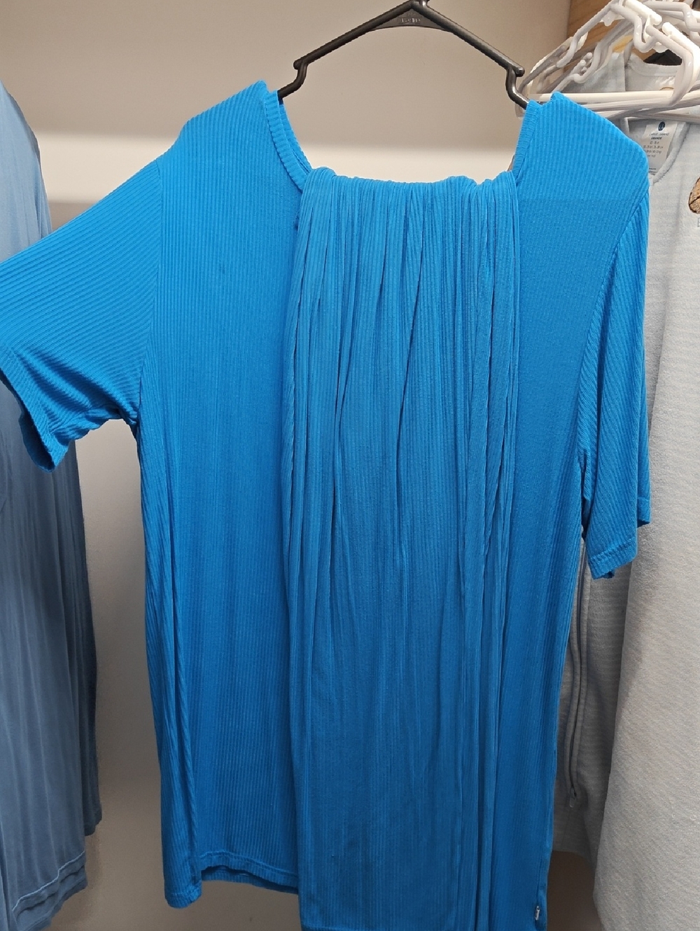 Little Sleepies Vibrant Blue Ribbed Short Sleeve And Pant Set.